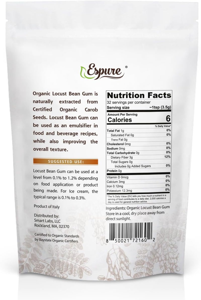 Espure Organic Locust Bean Gum Powder - 4oz, USDA Certified Organic, Non-GMO, Vegan - Image 2